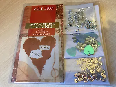 New Arturo Make Your Own Greeting Card Kit - 6 Cards 6 Envelopes Embellishments • £5