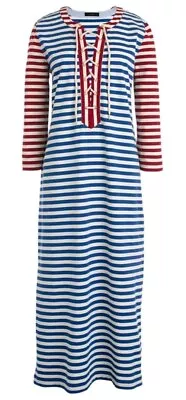 J CREW Sammie Stripe Dress XS Baltic Mesa Nautical Maxi Tunic Beachy G3607 ISSUE • £33.72