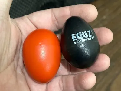 PAIR - Eggz Shaker Black & Red Egg Percussion Maracas 2 Mini Hand Held Shakers • $5.99