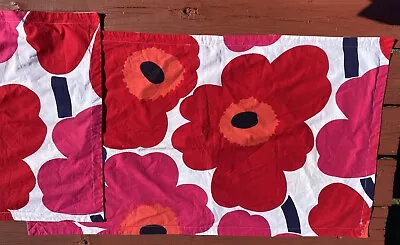 2pc Marimekko Pink Red Poppy Flower Power Cotton King Pillowcases Shams VGC • $60