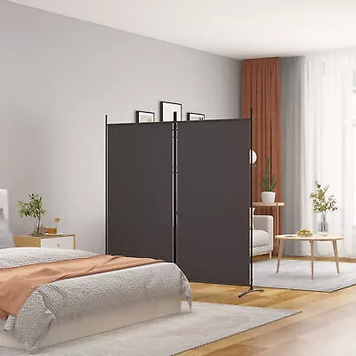 CIADAZ 2-Panel Room Divider Brown 68.9 X70.9  Fabric Room Dividers And C4G9 • $73.23