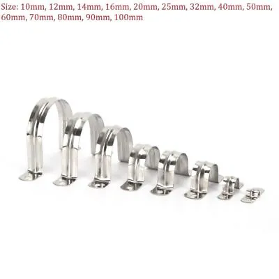 Stainless Steel Plumbing Saddle Band Pipe Clip Brackets 5mm - 100mm All Size • £2.06