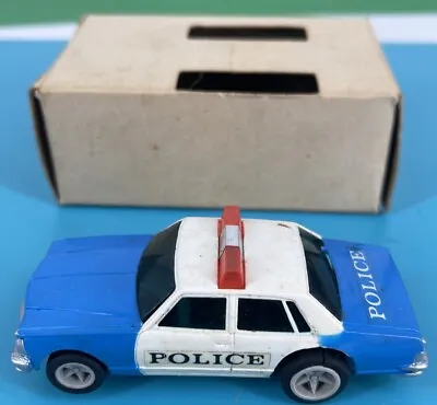 Matchbox Speedtrack Slot Car Police Patrol Car Sedan Plastic Blue & White VTG NM • $34.99