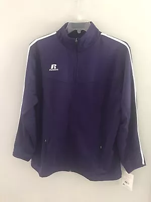 Russell Athletic Men’s Purple Warmup Track Suit Jacket White Trim Size X-Large • $17.49