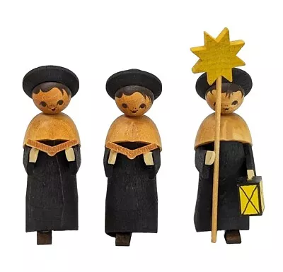 Vintage Erzgebirge Miniature Wooden Choir Caroler Figurines Germany • $28.99