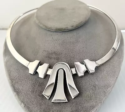 Vintage Sterling Silver Necklace / Mid-century Modern / Choker • $95