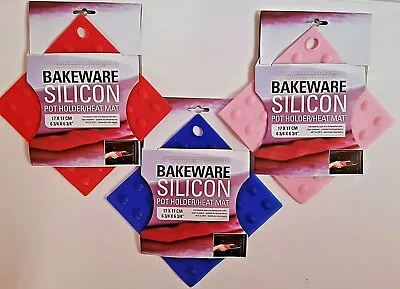 £2.99 • Buy Bakeware Silicone Heat Resistant Mat Trivet Pan Pot Holder Multi Colours