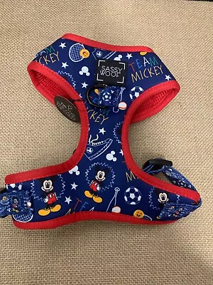 Sassy Woof Disney Mickey Mouse Themed Soft Dog Harness Red Mesh Lined SMALL • $19.99