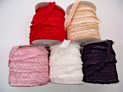 1m-Decorative Elastic Lace Trim With Frill Ruffle  For Sewinglingerie Edge 15mm • £1.29