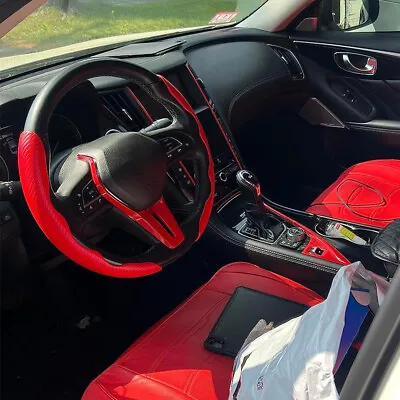 For Infiniti G35 G37 Q50 15  Red Carbon Fiber Car Steering Wheel Booster Cover • $15.14