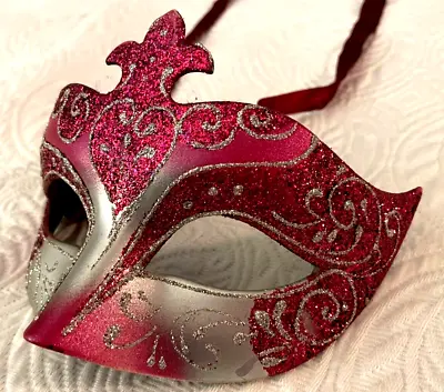 Hot Pink Sparkly Venetian Masquerade Mask Party Prom Mardi Gras Costume • $12.99