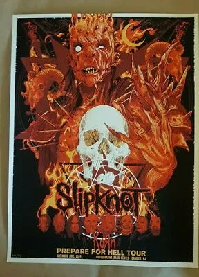 Slipknot W Korn 'Prepare For Hell' Silkscreen Tour Poster 2014 Art Vance Kelly  • $49