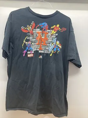 Majestic Marvel New York Mets Mash Up Shirt XL Spider-Man Nyc Used Quick Ship • $13.98