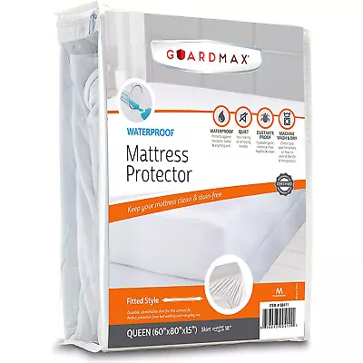 Guardmax Fitted Mattress Protector Cover Waterproof Noiseless Perfect Fit Quiet • $48.95