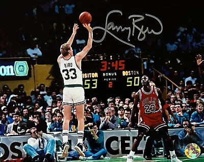 Larry Bird Autographed Boston Celtics 8x10 Photo With Michael Jordan BIRD HOLO • $140