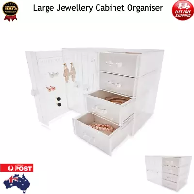 $49.95 • Buy Large Clear Jewellery Cabinet Box Storage Organiser Accessories Case Drawers