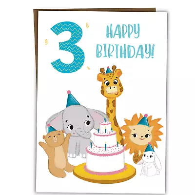 Happy 3rd Birthday Card Age 3 Bday Card For Three Year Old For Boy Or Girl • £3.99