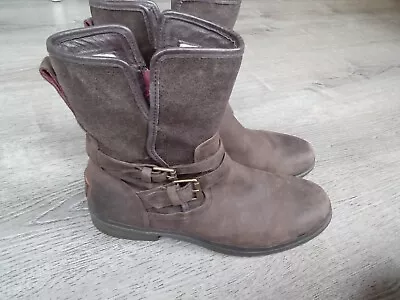 UGG Simmens 1008439 Womens 11 42 Brown Leather Zip Up Winter Boots • $46.74