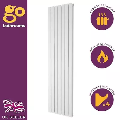 Flat Panel Radiator White Vertical Upright Double Heating Rad | 1200x476mm • £194.67