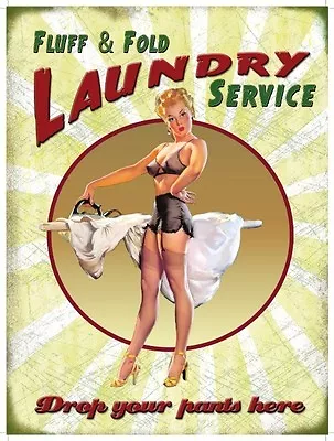 Fluff And Fold Laundry Service Funny Small Steel Sign 200mm X 150mm (og) • £7.50