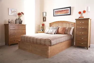 Ottoman Storage Bed Wooden End Lift Bed Gas Lift Frame Double King 4ft6 5ft Oak • £430.99