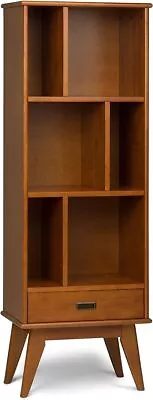 Solid Hardwood 22  Mid Century Modern Display Bookcase Storage Unit W/Drawer New • $430.92