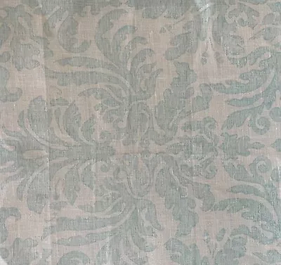 Quadrille Sevilla Damask Turquoise On Tint 100% Linen New Remnant • $20