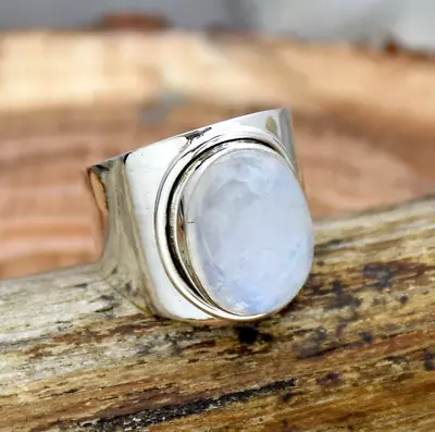 Moonstone Ring 925 Sterling Silver Ring Band Ring Jewelry All Size 049 • £11.46