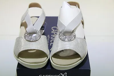 Caprice 'silver Foil' Ladies Leather Sandals Uk 4 H Eu 37 • £10