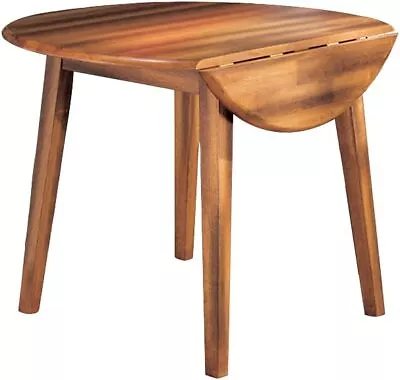Design By Ashley Berringer Dining Room Round Drop Leaf Table Rustic Brown • $160.99