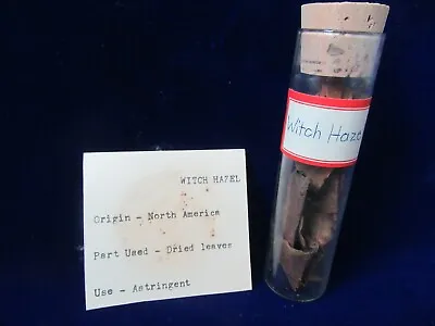 Antique Vintage Glass Apothecary Bottle Drug Old Label Witch Hazel Contents • $24.44