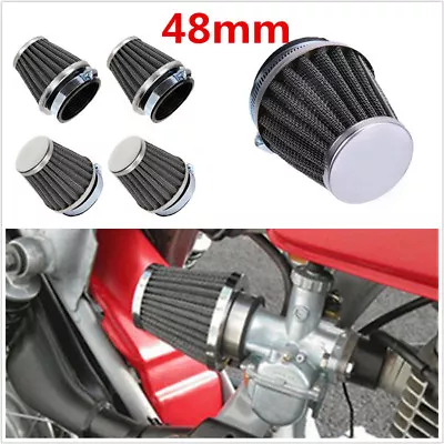 4 Pcs Black Mushroom Head Steel Chrome Pod 48mm Motorcycle Dirt Bike Air Filters • $26.27