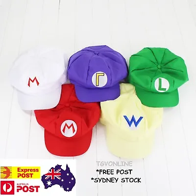 Super Mario Bros Cosplay Luigi Costume Adult Party Hat Cap Child One Size Wario • $19.99