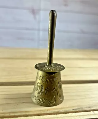 Vintage Sarna 3.5”Brass Bell Made In India Etch Leaf Pattern • $14.99