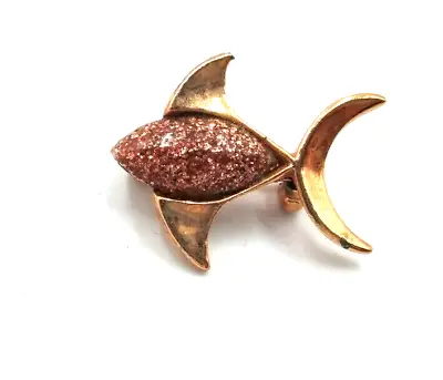 Vintage 1980's Small .75  Copper Jelly Belly Fish Figurine Brooch Pin • $20