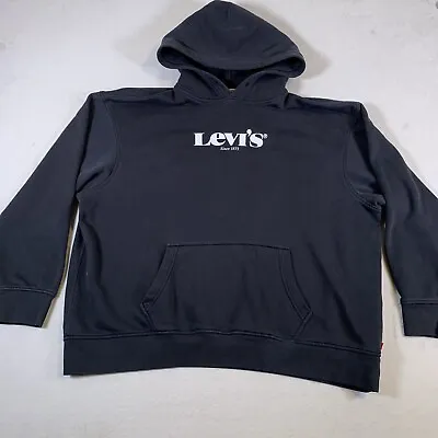 Levi's Hoodie Fits Mens 3XL Black Pullover Soft Touch Cotton Cowboy Outdoors B1 • $14.95