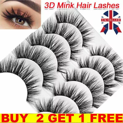 5 Pairs 3D Mink False Eyelashes Wispy Cross Long Thick Soft Fake Eye Lashes ++++ • £3.39