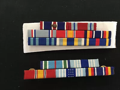 $1.99 SHIP Vintage Military Ribbon Rack 2x USAF Racks W/ 13 Total Ribbons • $10.99
