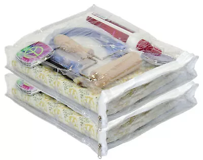 2-Pack Heavy Duty Vinyl Zippered See-Through Storage Bags (Clear) 9  X 11  X 2  • $8.99