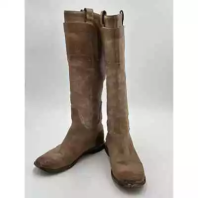 FRYE Paige # 77534 Tan Distressed Leather Tall Riding Boot Women's Size 8C • $53