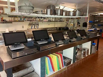 5 Micros 3700 POS Terminals With Printers 2 Cash Drawers 4 Kitchen Printers.  • $5099