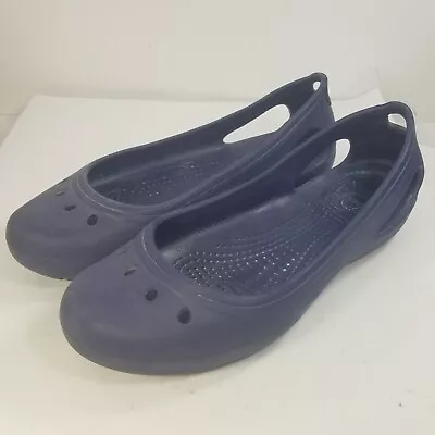 Crocs Blue Mary Jane Women's Size 7 Blue Slip On Sandals Closed Toe • $17.99