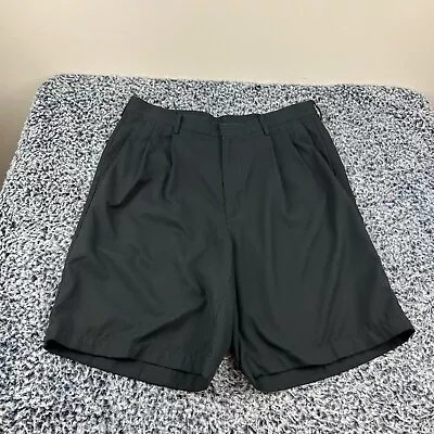 Nike Dri Fit Golf Shorts Mens Medium Black Pleated 9  Inseam Casual • $10.79