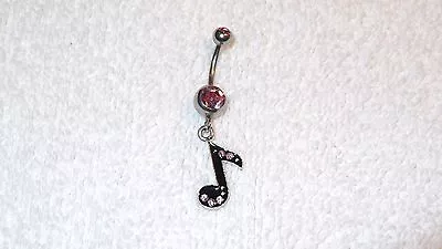 Black Pink Music Note Charm Belly Button Navel Ring Body Jewelry Piercing 14g • $10.85