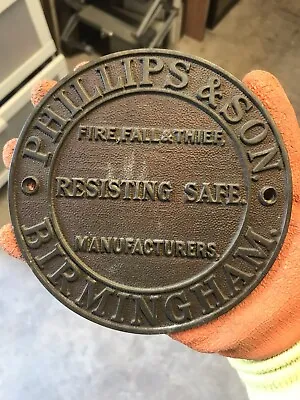 £50 • Buy PHILLIPS & SON BIRMINGHAM - 6 Inches, FIRE FALL & THEFT SAFE PLAGUE