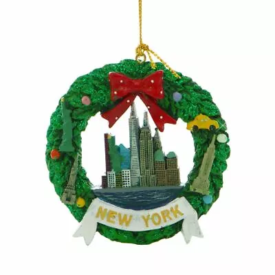 NYC Skyline Wreath New York City Christmas Ornament 3.5 Inches • $14.99