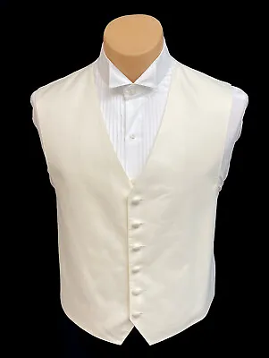 Men's Chaps Ralph Lauren Ivory Tuxedo Vest Church Suit Wedding Groom Prom Mason • $12.99
