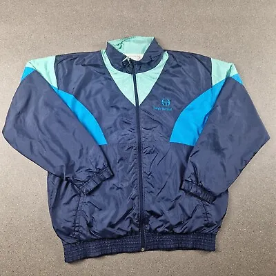 Sergio Tacchini Jacket Mens Large Blue Green Windbreaker Track Top Retro 90s Vtg • $37.88