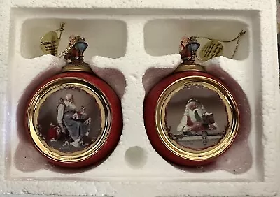 2 Norman Rockwell Christmas Classics Heirloom Porcelain Ornaments Santa Set #3 • $25