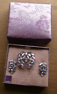 B David Aurora Burezlis Marquise Brooch And Earrings Set Jewelry In Box • $29.95